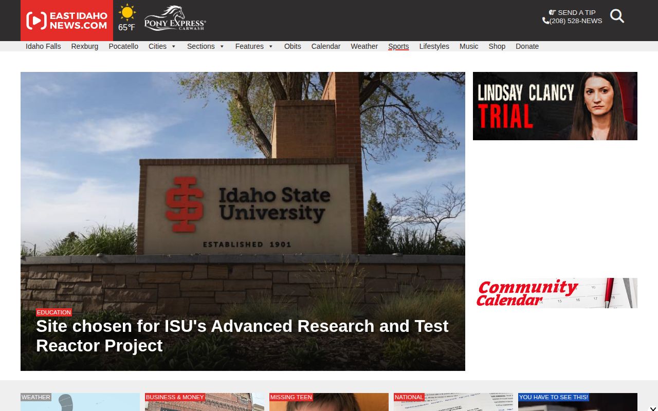 East Idaho News regional news page