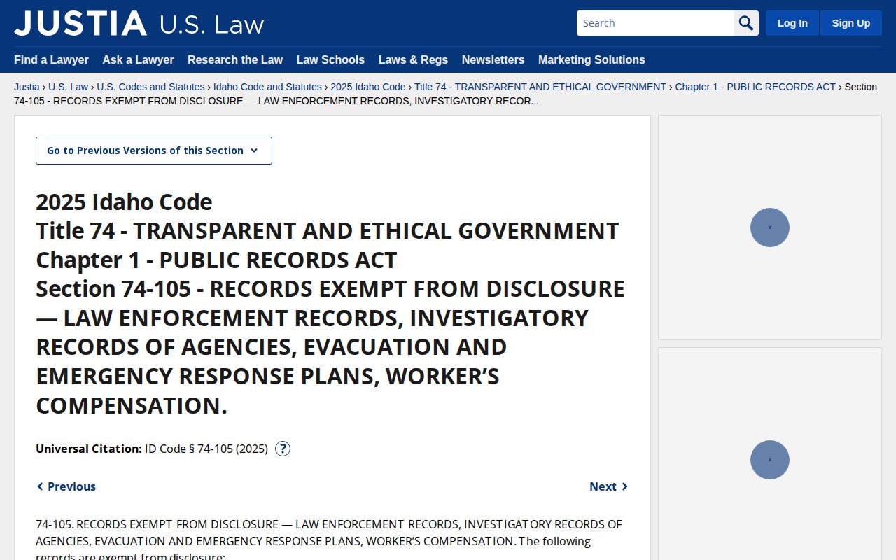 Idaho juvenile record exemption statute
